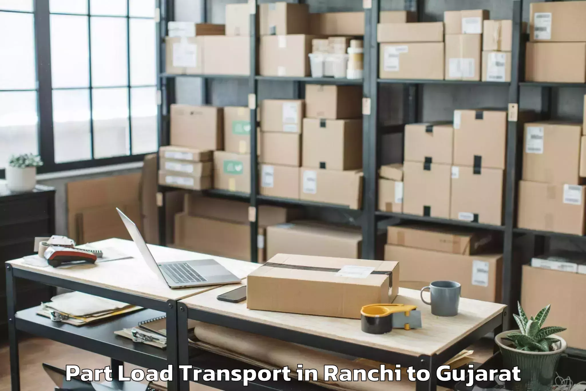 Trusted Ranchi to Keshod Airport Ixk Part Load Transport